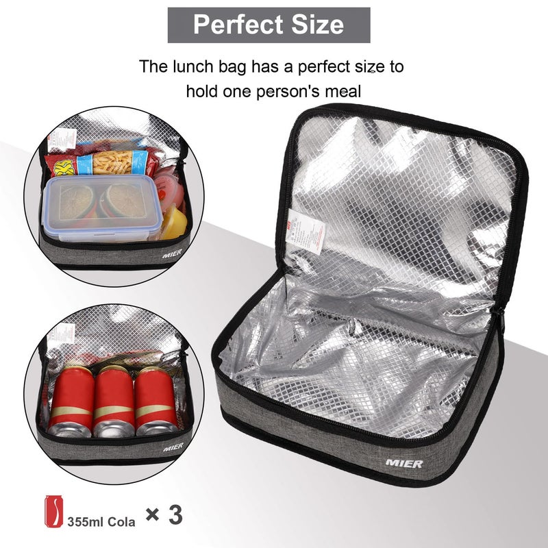 MIER Portable Thermal Insulated Cooler Bag Mini Lunch Bag for Kids  Grey - Image 2